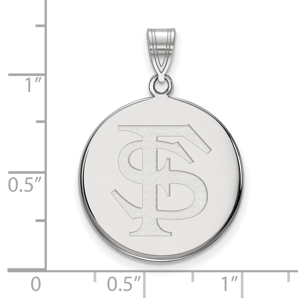 10K White Gold Logoart Florida State University F S Large Disc Pendant