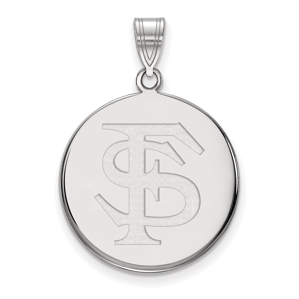 10K White Gold Logoart Florida State University F S Large Disc Pendant