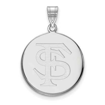 10K White Gold Logoart Florida State University F S Large Disc Pendant