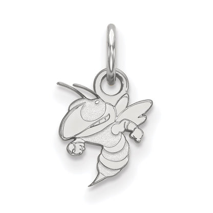 Sterling Silver Rhodium Plated Logoart Georgia Institute Of Technology Yellow Jacket Extra Small Pendant