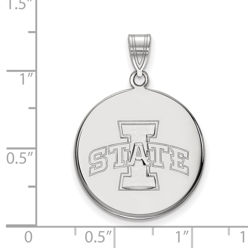 Sterling Silver Rhodium Plated Logoart Iowa State University Large Disc Pendant