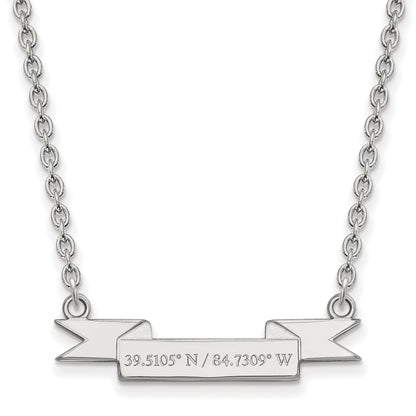 Sterling Silver Rhodium Plated Logoart Miami University Ohio Small Latitude Banner Pendant 18 Inch Necklace