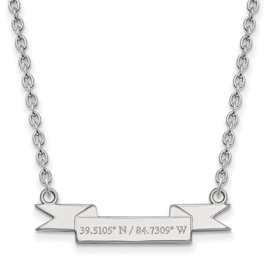 Sterling Silver Rhodium Plated Logoart Miami University Ohio Small Latitude Banner Pendant 18 Inch Necklace