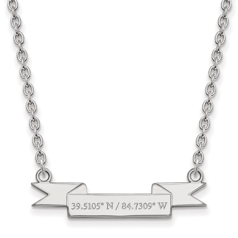 Sterling Silver Rhodium Plated Logoart Miami University Ohio Small Latitude Banner Pendant 18 Inch Necklace