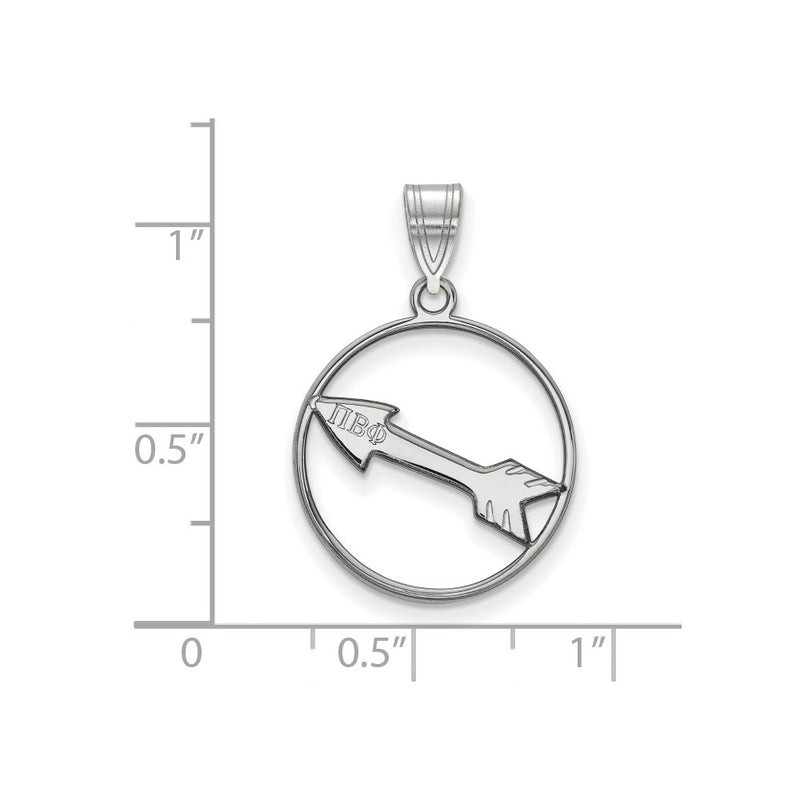 Sterling Silver Rhodium Plated Logoart Pi Beta Phi Sorority Symbol Medium Circle Pendant