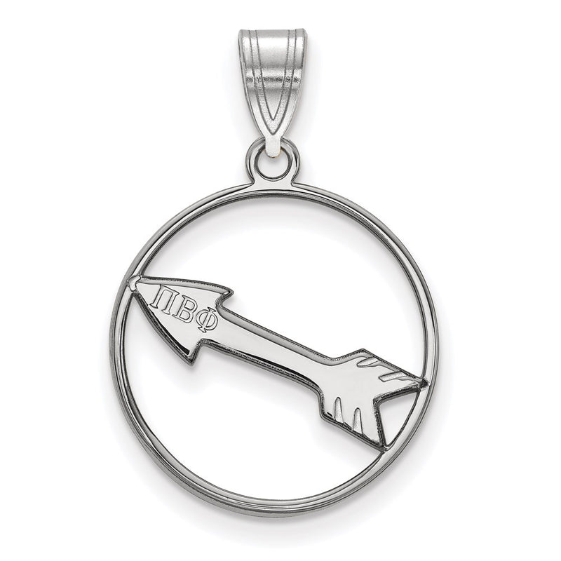 Sterling Silver Rhodium Plated Logoart Pi Beta Phi Sorority Symbol Medium Circle Pendant