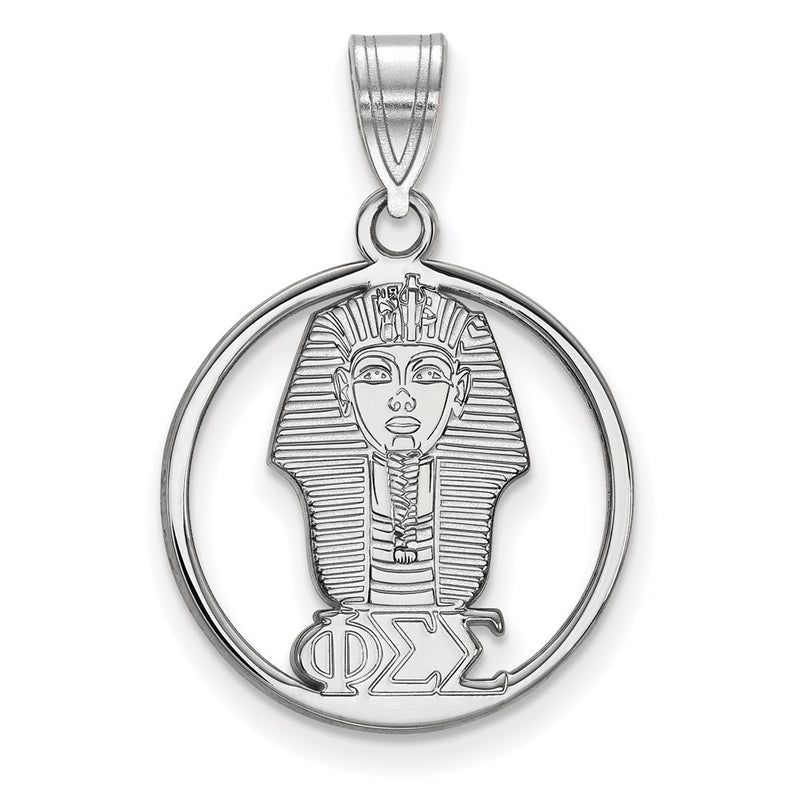 Sterling Silver Rhodium Plated Logoart Phi Sigma Sorority Symbol Medium Circle Pendant
