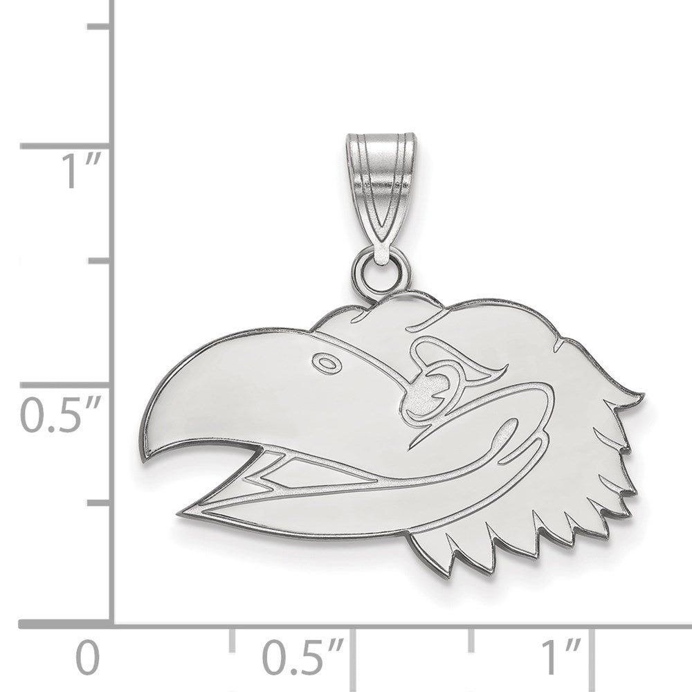 10K White Gold Logoart University Of Kansas Jayhawk Medium Pendant