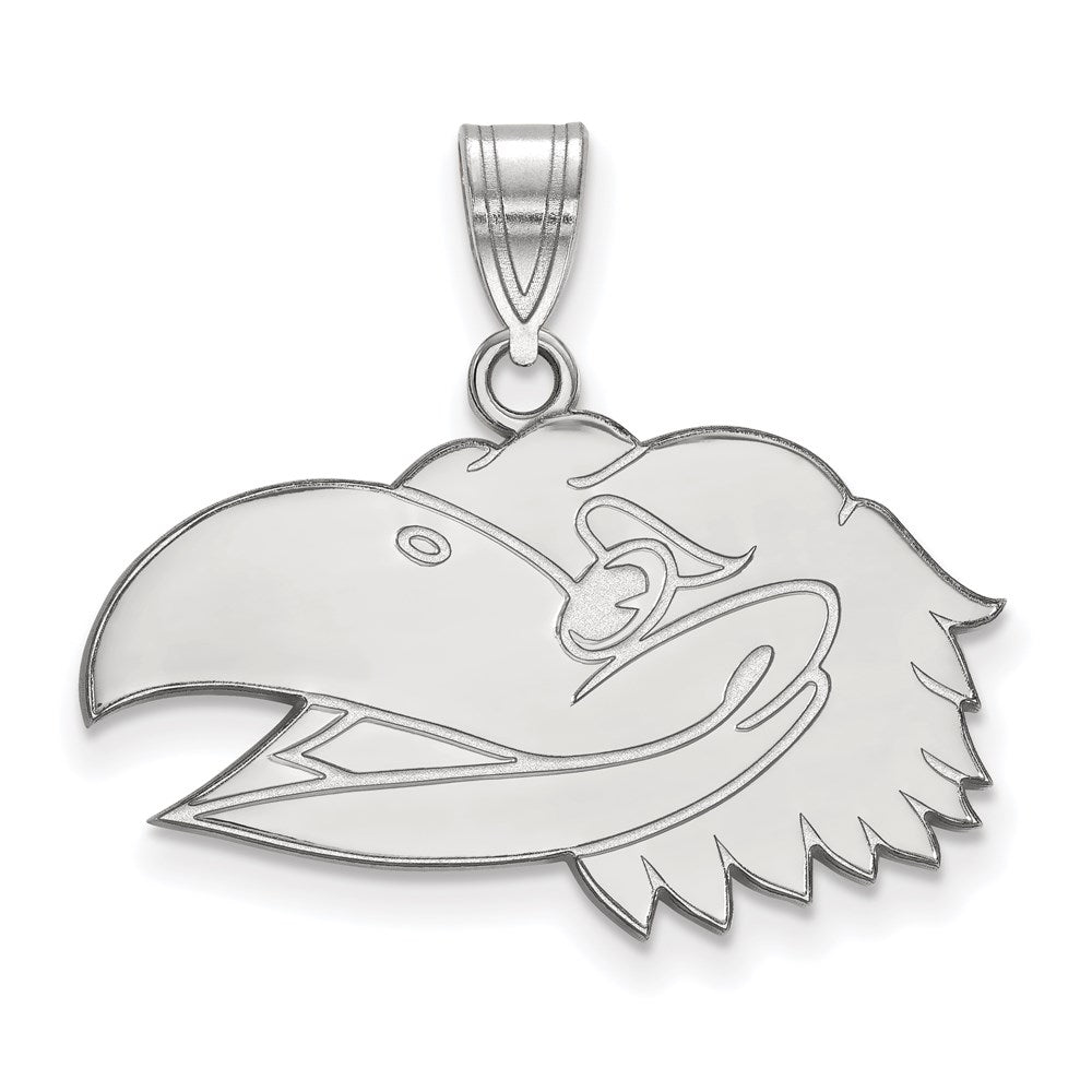 14K White Gold Logoart University Of Kansas Jayhawk Medium Pendant