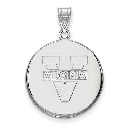 Sterling Silver Rhodium Plated Logoart University Of Virginia Large Disc Pendant