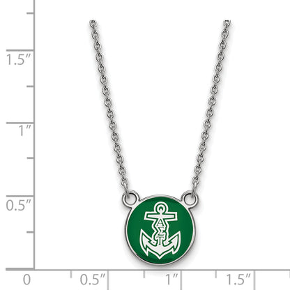 Sterling Silver Rhodium Plated Logoart Alpha Sigma Tau Sorority Symbol Small Color Enamel Pendant 18 Inch Necklace