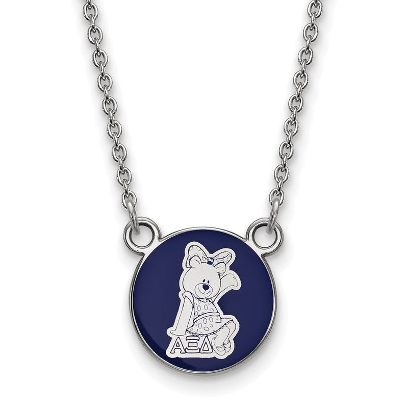 Sterling Silver Rhodium Plated Logoart Alpha Xi Delta Sorority Symbol Small Color Enamel Pendant 18 Inch Necklace
