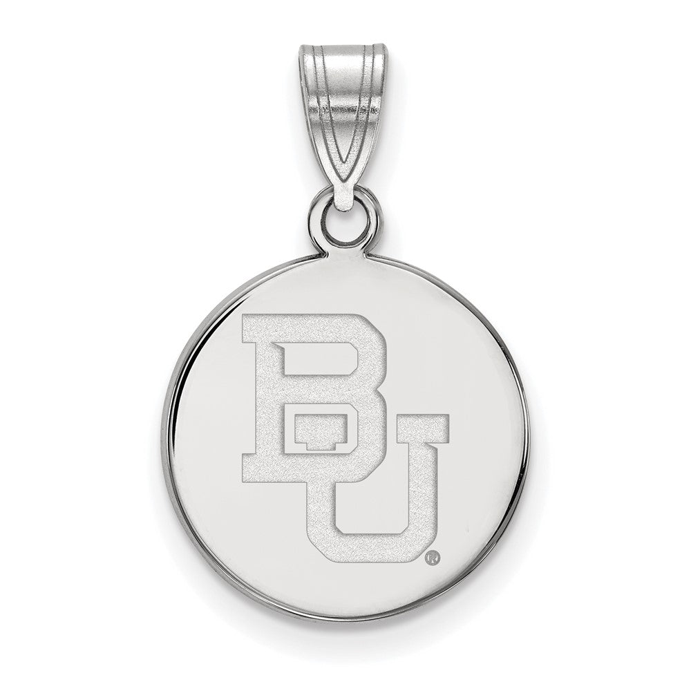 Sterling Silver Rhodium Plated Logoart Baylor University Bears Medium Disc Pendant