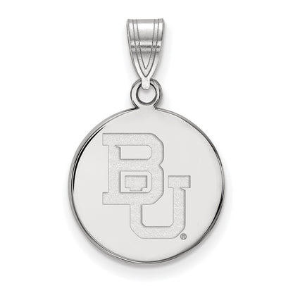 Sterling Silver Rhodium Plated Logoart Baylor University Bears Medium Disc Pendant
