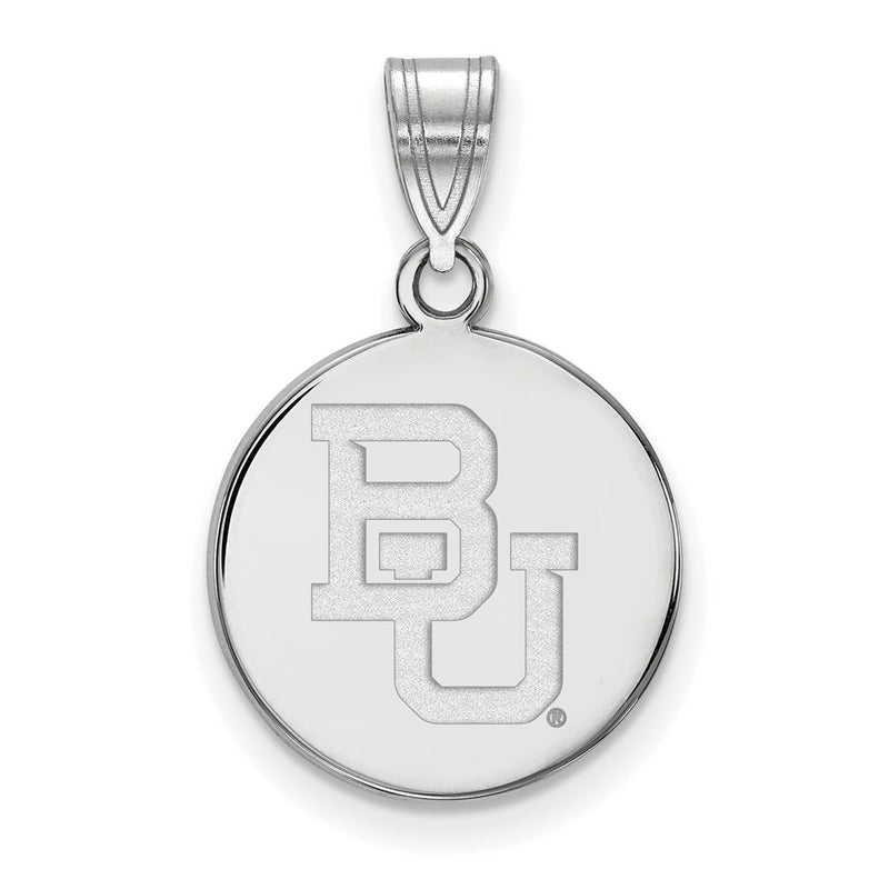 Sterling Silver Rhodium Plated Logoart Baylor University Bears Medium Disc Pendant