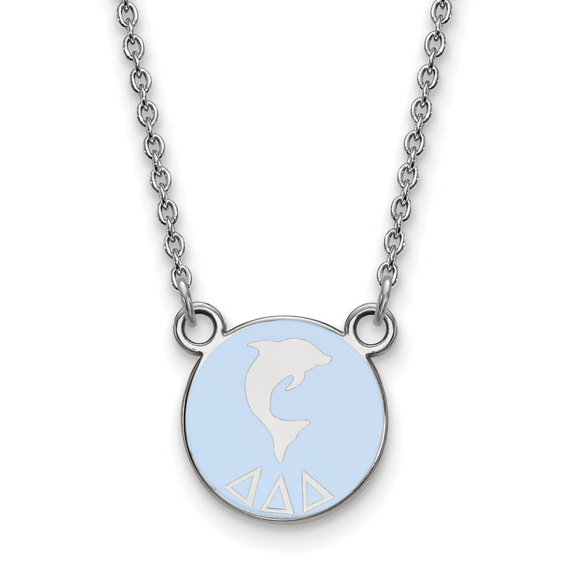 Sterling Silver Rhodium Plated Logoart Delta Sorority Symbol Small Color Enamel Pendant 18 Inch Necklace