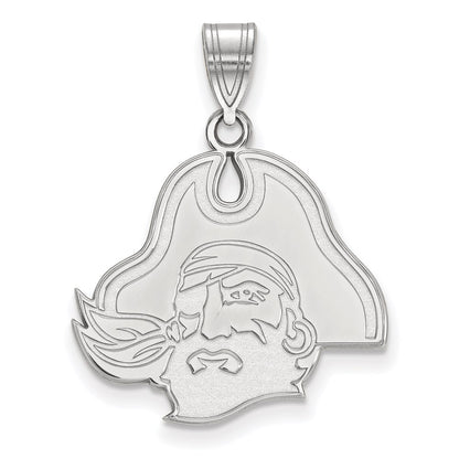 Sterling Silver Rhodium Plated Logoart East Carolina University Pirate Large Pendant