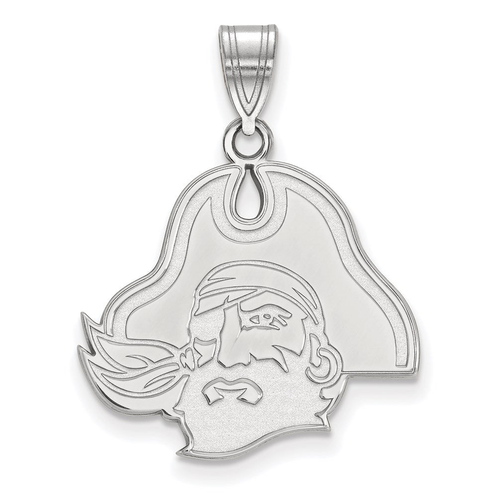 14K White Gold Logoart East Carolina University Pirate Large Pendant
