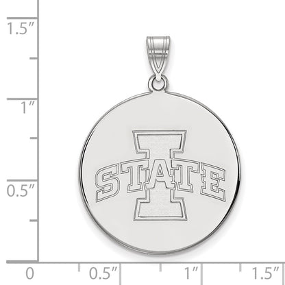 Sterling Silver Rhodium Plated Logoart Iowa State University Extra Large Disc Pendant