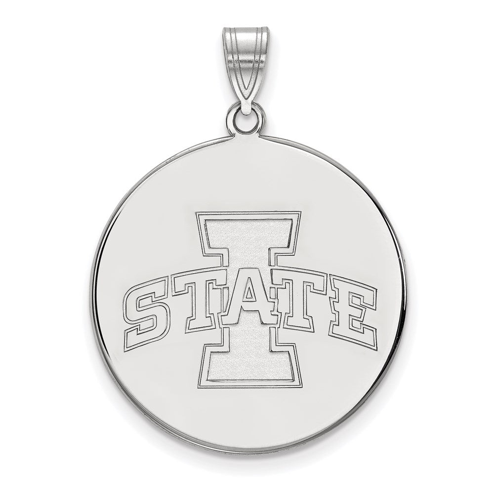 Sterling Silver Rhodium Plated Logoart Iowa State University Extra Large Disc Pendant