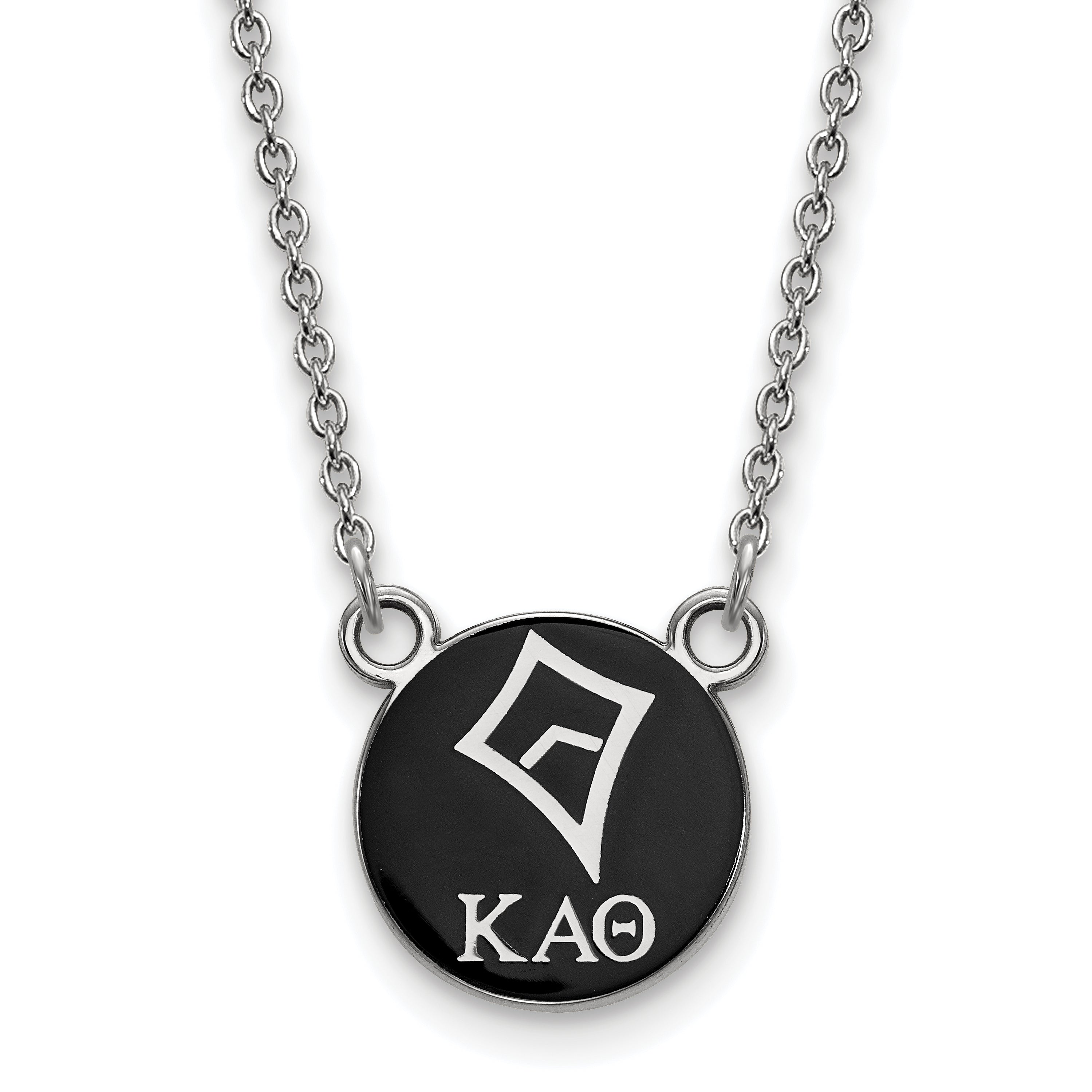 Sterling Silver Rhodium Plated Logoart Kappa Alpha Theta Sorority Symbol Small Color Enamel Pendant 18 Inch Necklace