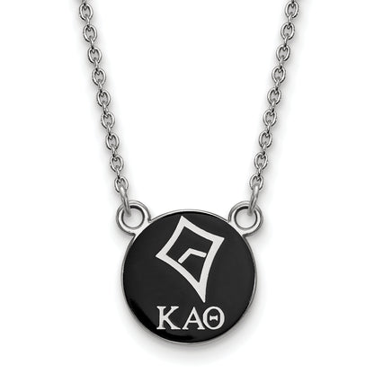 Sterling Silver Rhodium Plated Logoart Kappa Alpha Theta Sorority Symbol Small Color Enamel Pendant 18 Inch Necklace
