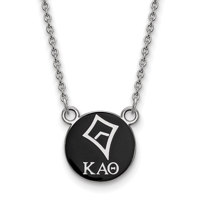 Sterling Silver Rhodium Plated Logoart Kappa Alpha Theta Sorority Symbol Small Color Enamel Pendant 18 Inch Necklace