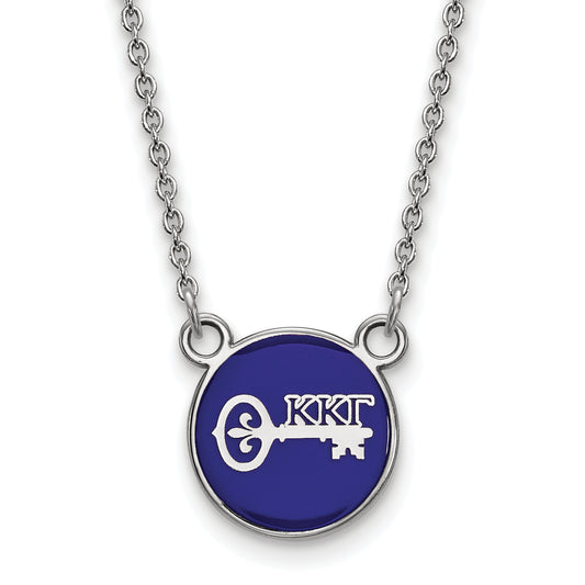 Sterling Silver Rhodium Plated Logoart Kappa Gamma Sorority Symbol Small Color Enamel Pendant 18 Inch Necklace