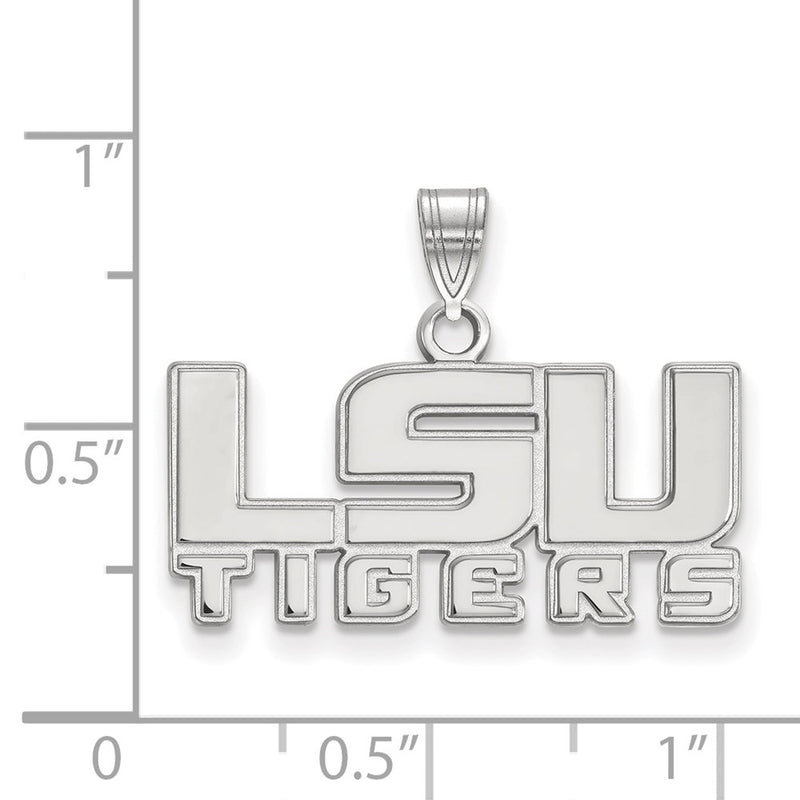 Sterling Silver Rhodium Plated Logoart Louisiana State University L S U Tigers Small Pendant