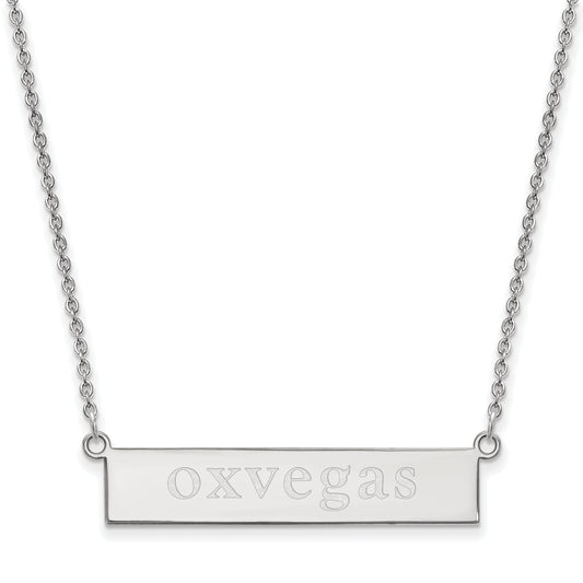 Sterling Silver Rhodium Plated Logoart Miami University Ohio Small Bar 18 Inch Necklace