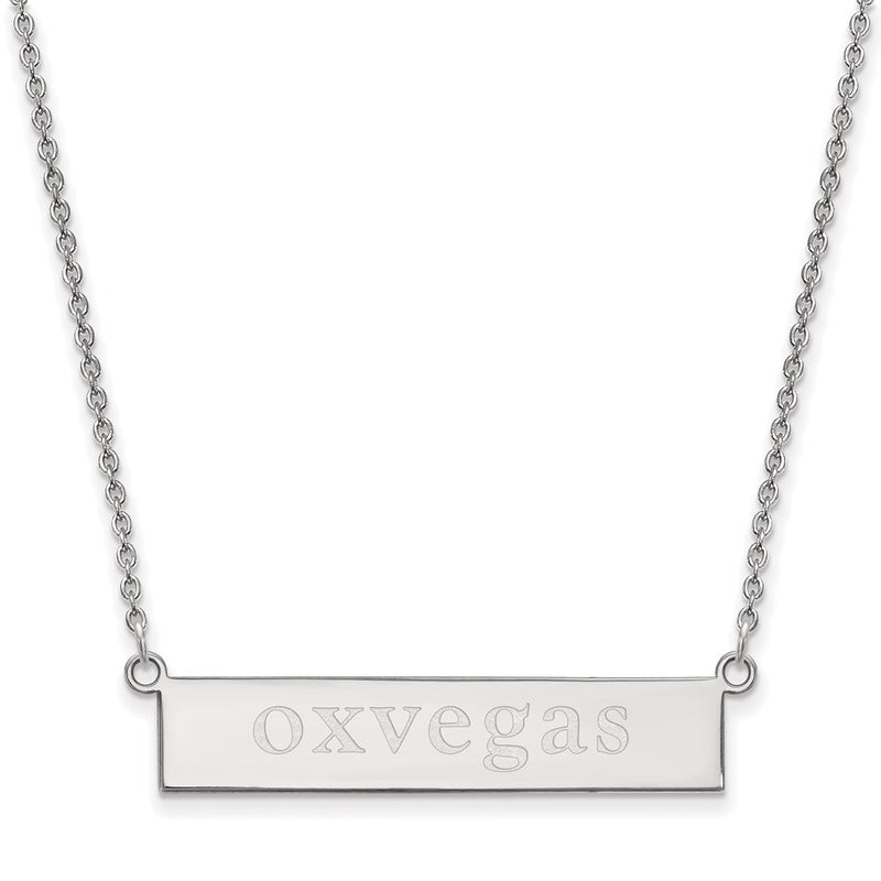 Sterling Silver Rhodium Plated Logoart Miami University Ohio Small Bar 18 Inch Necklace