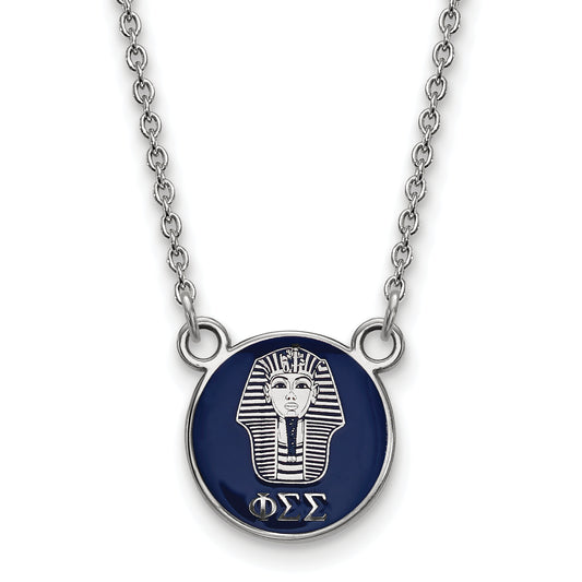 Sterling Silver Rhodium Plated Logoart Phi Sigma Sorority Symbol Small Color Enamel Pendant 18 Inch Necklace