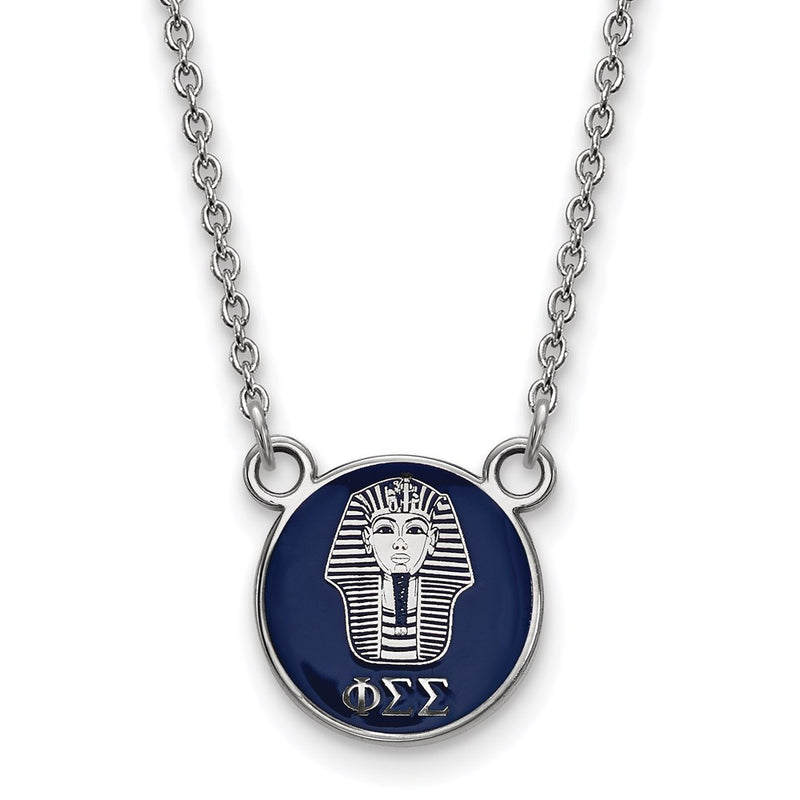 Sterling Silver Rhodium Plated Logoart Phi Sigma Sorority Symbol Small Color Enamel Pendant 18 Inch Necklace