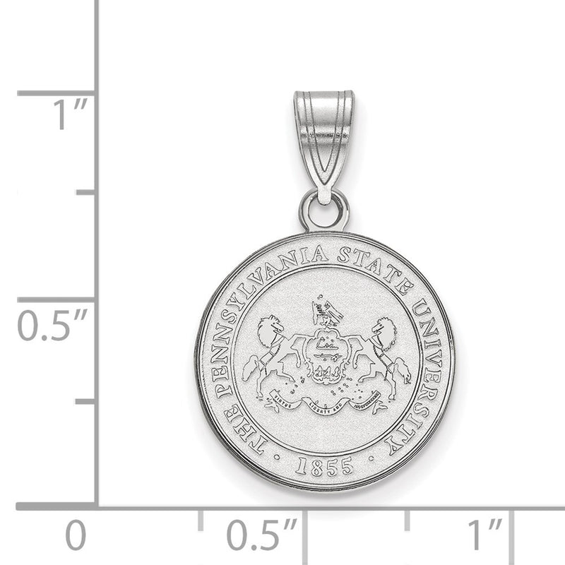 Sterling Silver Rhodium Plated Logoart Penn State University Medium Crest Pendant