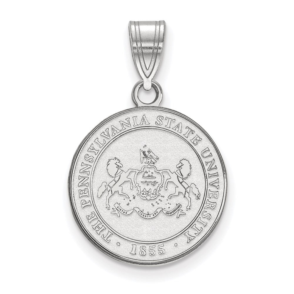 Sterling Silver Rhodium Plated Logoart Penn State University Medium Crest Pendant