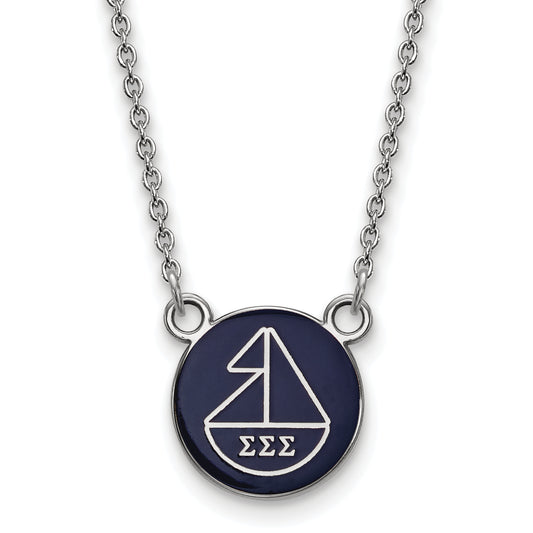 Sterling Silver Rhodium Plated Logoart Sigma Sorority Symbol Small Color Enamel Pendant 18 Inch Necklace