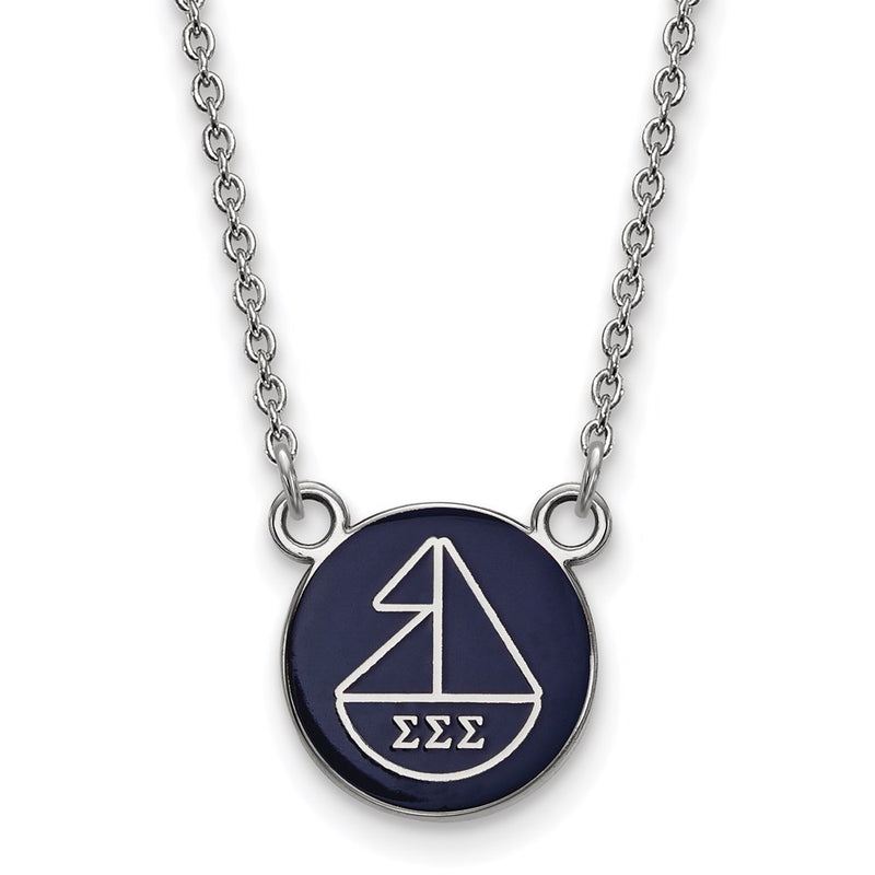Sterling Silver Rhodium Plated Logoart Sigma Sorority Symbol Small Color Enamel Pendant 18 Inch Necklace