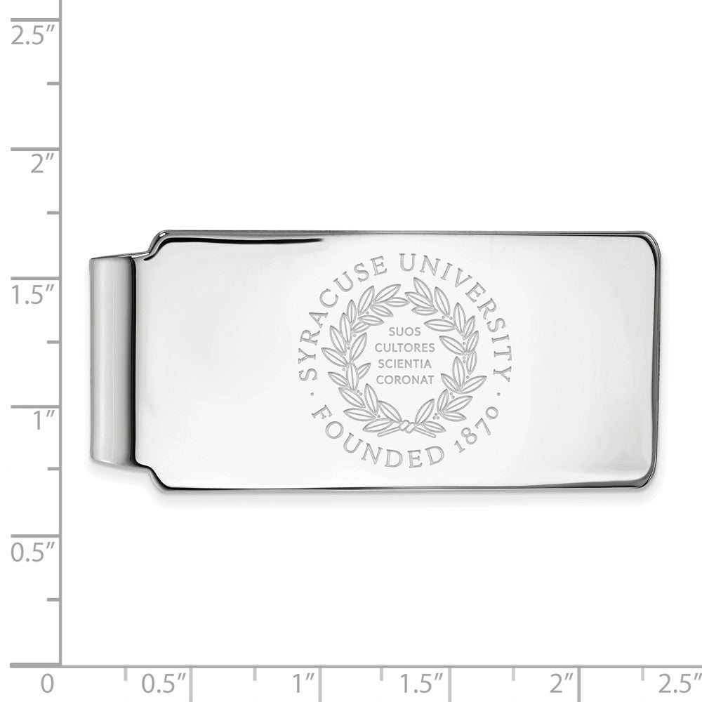 Sterling Silver Rhod-Pltd Logoart Syracuse University Crest Money Clip