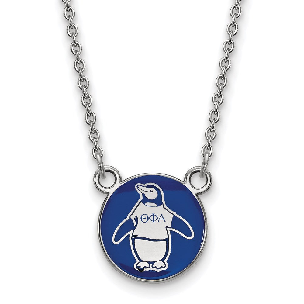 Sterling Silver Rhodium Plated Logoart Theta Phi Alpha Sorority Symbol Small Color Enamel Pendant 18 Inch Necklace