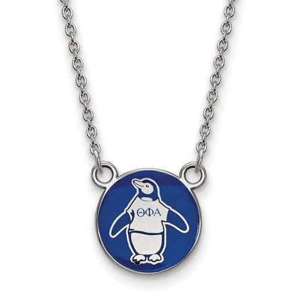 Sterling Silver Rhodium Plated Logoart Theta Phi Alpha Sorority Symbol Small Color Enamel Pendant 18 Inch Necklace