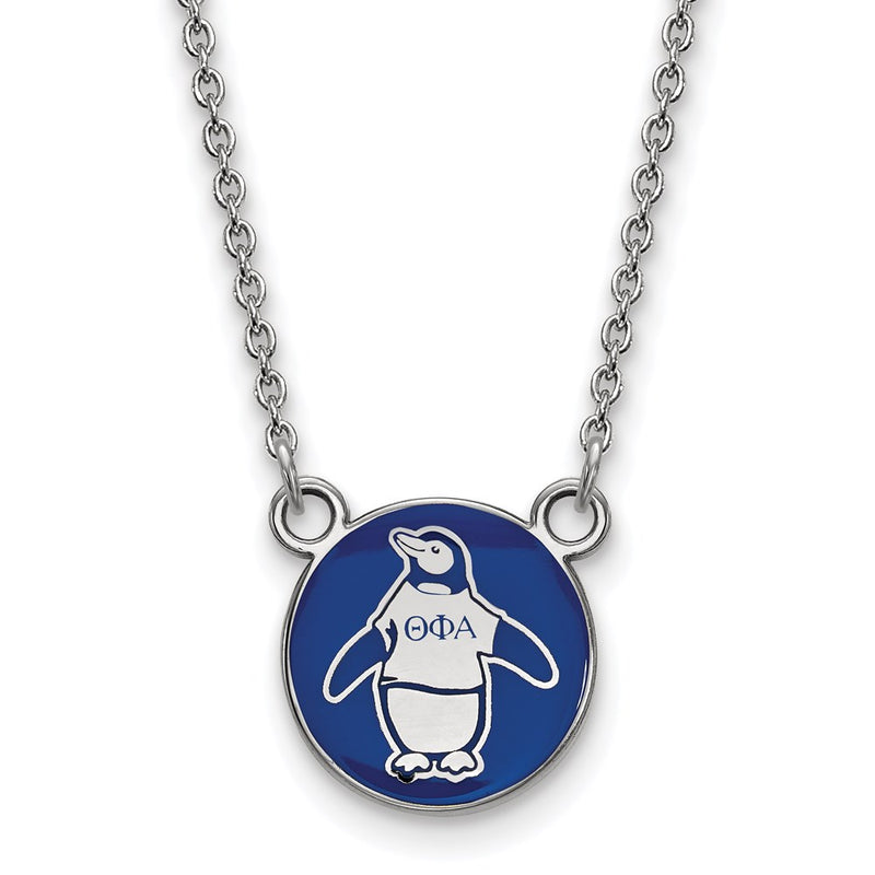 Sterling Silver Rhodium Plated Logoart Theta Phi Alpha Sorority Symbol Small Color Enamel Pendant 18 Inch Necklace