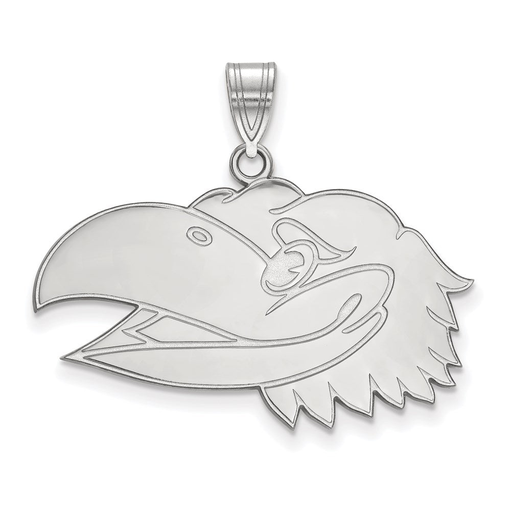 10K White Gold Logoart University Of Kansas Jayhawk Large Pendant