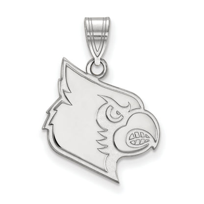 Sterling Silver Rhodium Plated Logoart University Of Louisville Cardinal Large Pendant