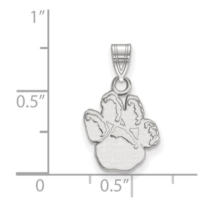 Sterling Silver Rhodium Plated Logoart University Of Pittsburgh Panther Paw Small Pendant