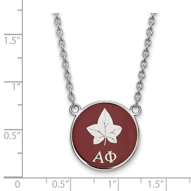 Sterling Silver Rhodium Plated Logoart Alpha Phi Sorority Symbol Small Color Enamel Pendant 18 Inch Necklace