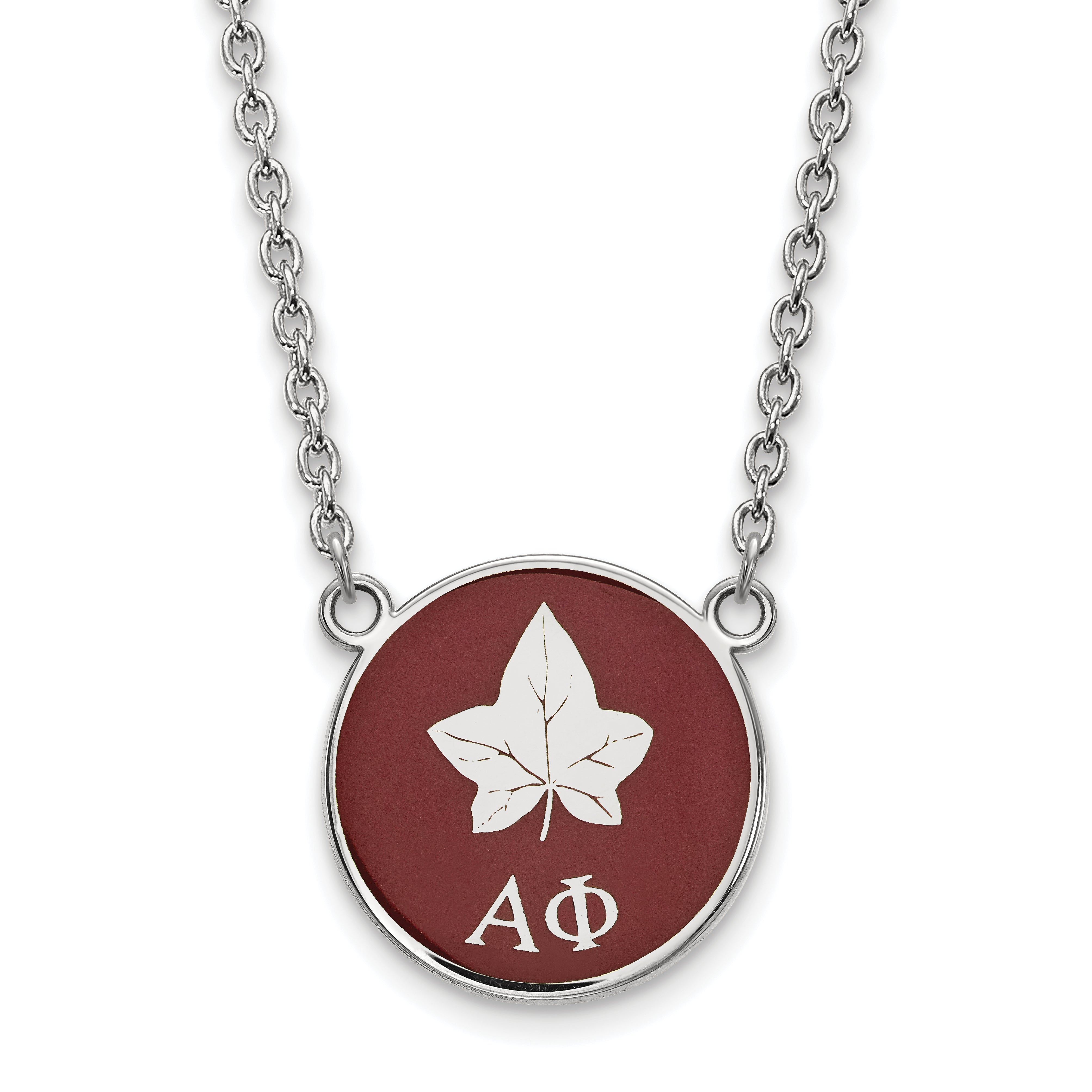 Sterling Silver Rhodium Plated Logoart Alpha Phi Sorority Symbol Small Color Enamel Pendant 18 Inch Necklace