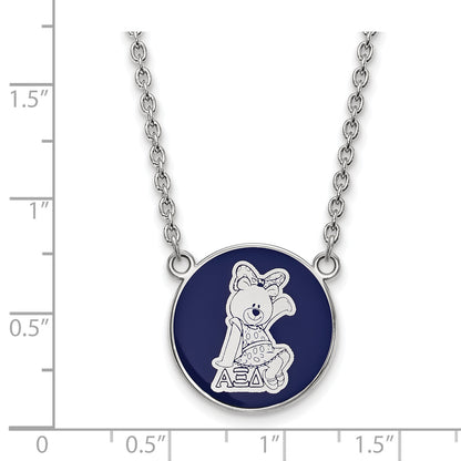 Sterling Silver Rhodium Plated Logoart Alpha Xi Delta Sorority Symbol Large Color Enamel Pendant 18 Inch Necklace
