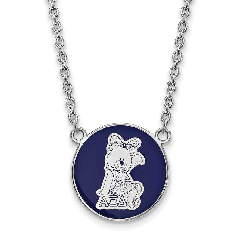 Sterling Silver Rhodium Plated Logoart Alpha Xi Delta Sorority Symbol Large Color Enamel Pendant 18 Inch Necklace