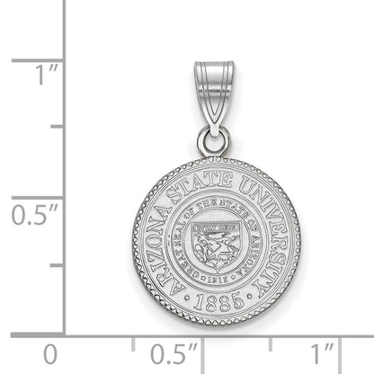 Sterling Silver Rhodium Plated Logoart Arizona State University Medium Crest Pendant