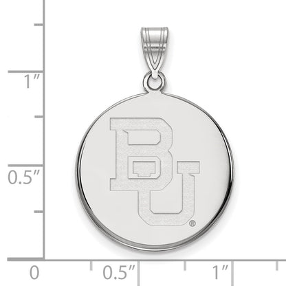 Sterling Silver Rhodium Plated Logoart Baylor University Bears Large Disc Pendant